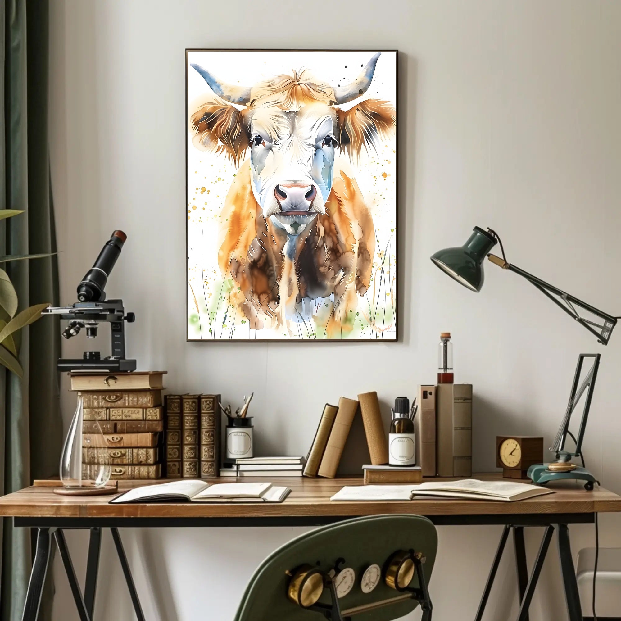 Cow Watercolor Wall Art Poster Rustic Farmhouse Print