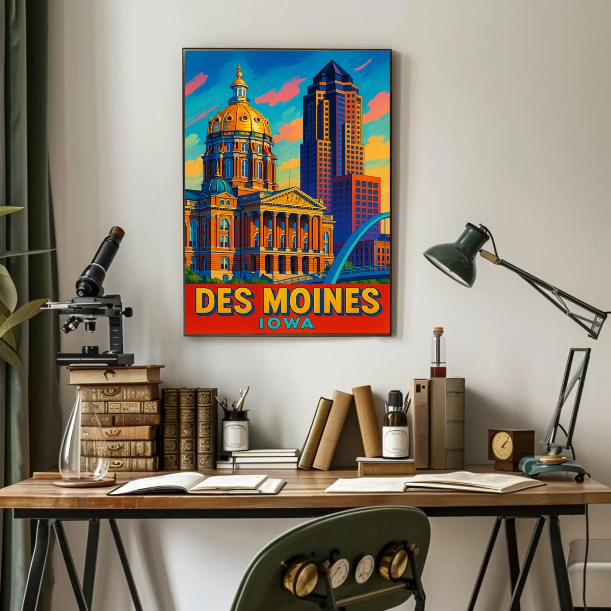 Des Moines, Iowa Vibrant Cityscape Poster