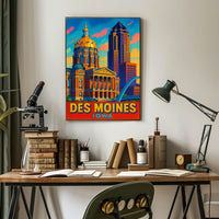 Des Moines, Iowa Vibrant Cityscape Poster