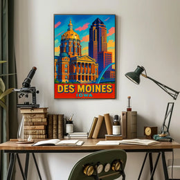 Des Moines, Iowa Vibrant Cityscape Poster