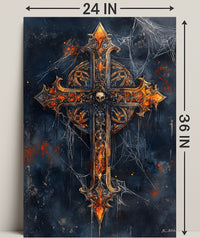 Gothic Cross With Skull Poster