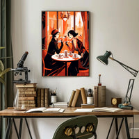 Cafe Conversation Travel Poster Art Print for Home Decor