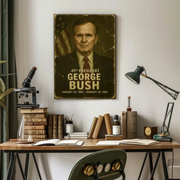 George H. W. Bush 41st President of the United States Damaged Photograph Poster