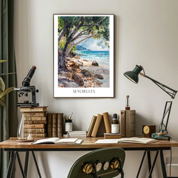 Seychelles Beach Scene Poster