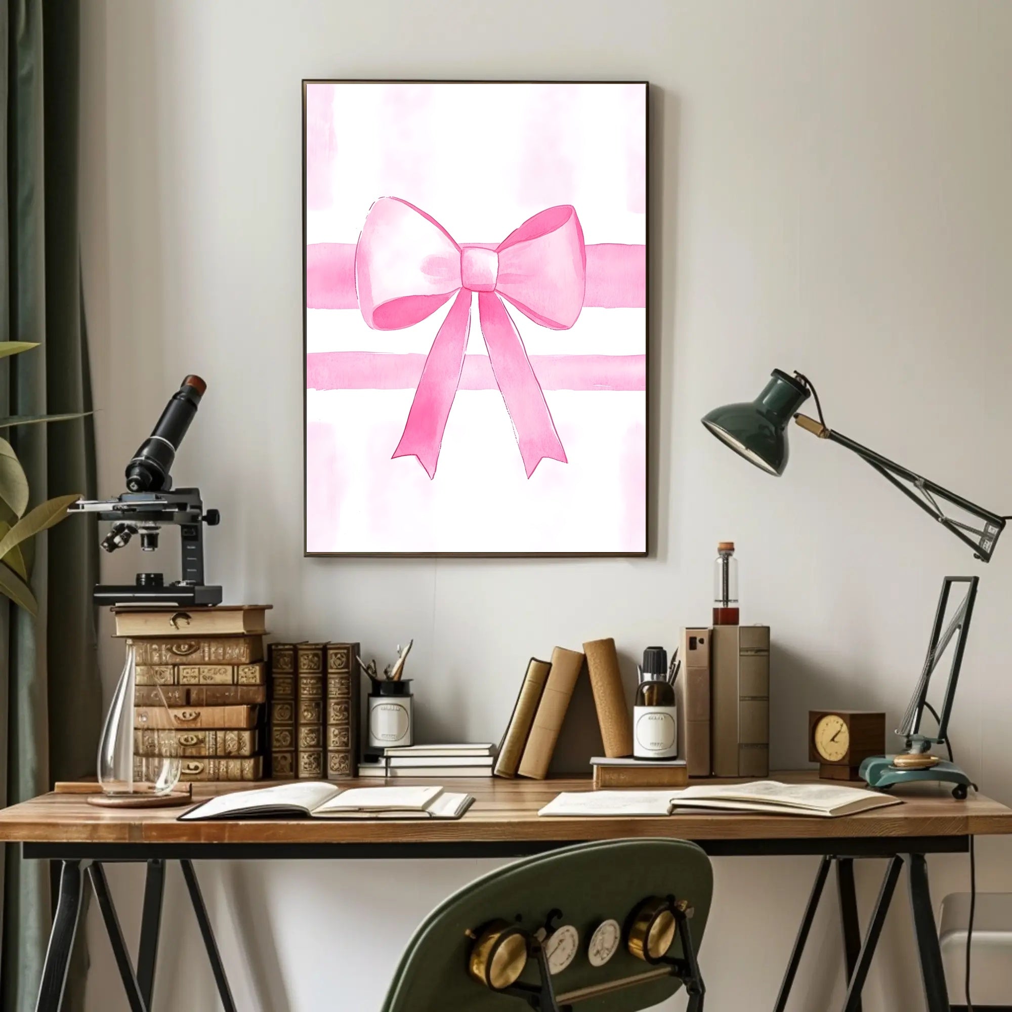 Pink Ribbon Elegance Minimalist Wall Art Poster