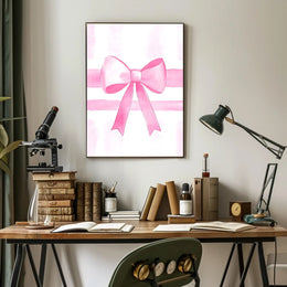 Pink Ribbon Elegance Minimalist Wall Art Poster