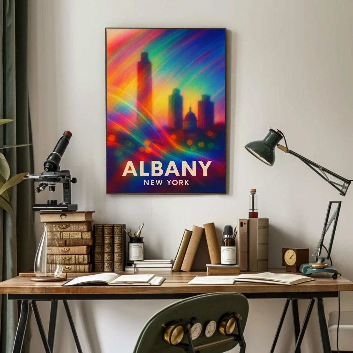 Albany Skyline Abstract Art Poster: Vibrant Cityscape