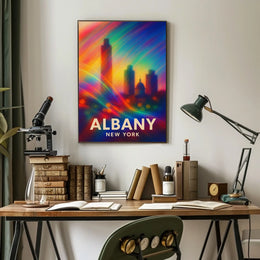 Albany Skyline Abstract Art Poster: Vibrant Cityscape