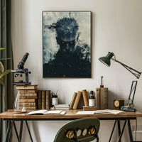 Dark Fantasy Poster: Mysterious Eyes, Abstract Background PosterGoat