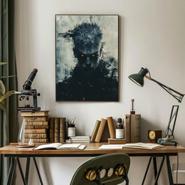 Dark Fantasy Poster: Mysterious Eyes, Abstract Background PosterGoat