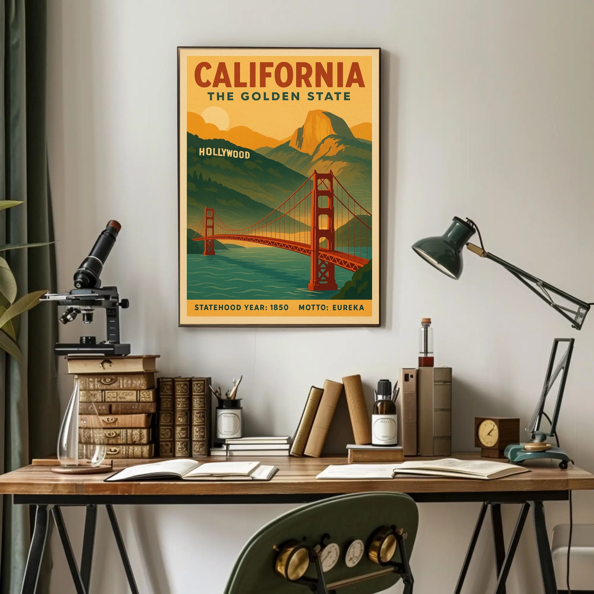 California Golden State Vintage Travel Poster