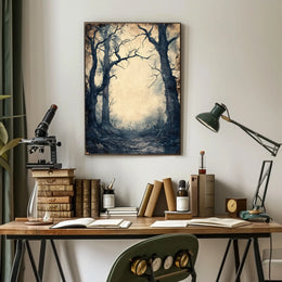 Haunting Pathway Forest Scene: Abstract Artistic Poster
