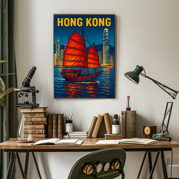 Hong Kong Harbor Scene Poster