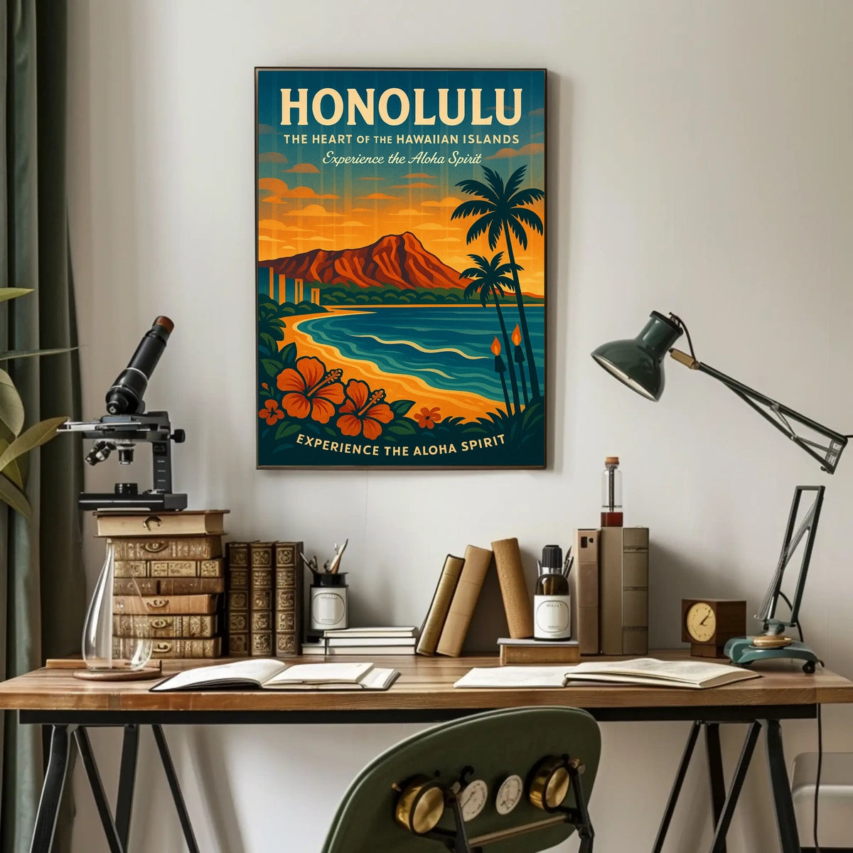 Honolulu Aloha Spirit Vintage Travel Poster Art