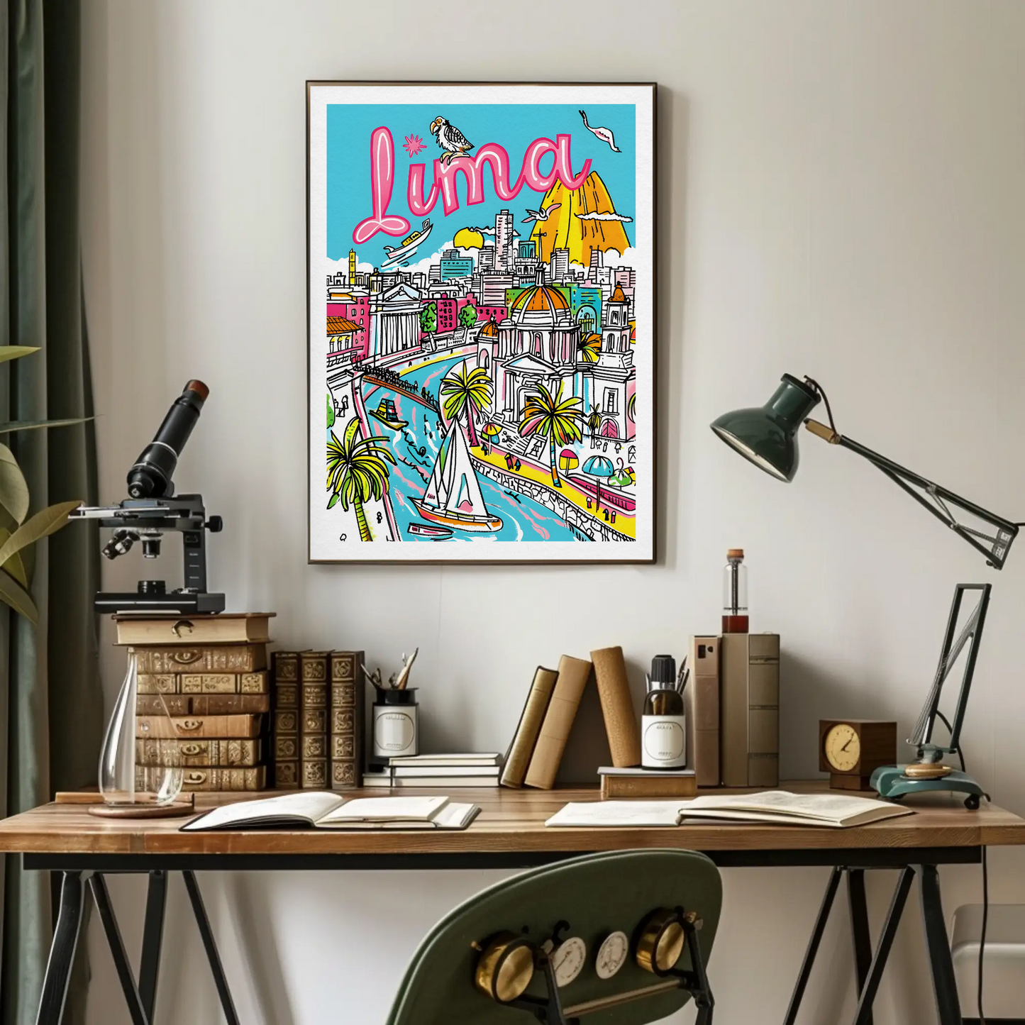 Lima Peru Vibrant Cityscape and River Travel Poster