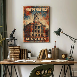 Independence Missouri Patriotic Courthouse Vintage Poster
