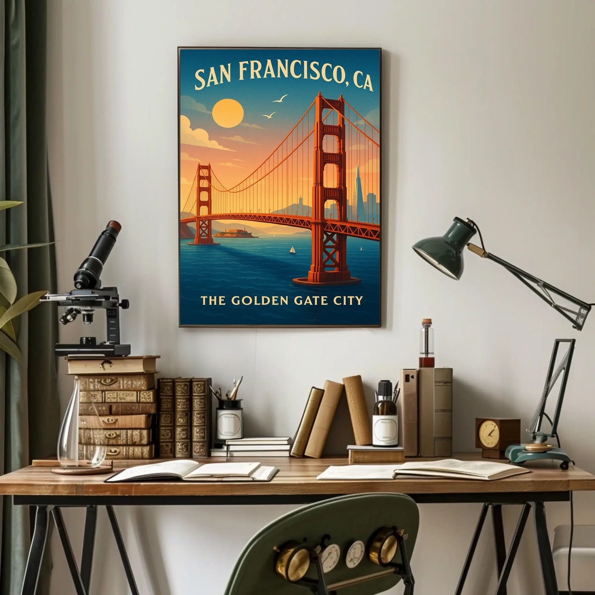Golden Gate Bridge Vintage Travel Poster Art