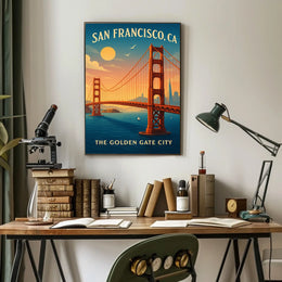 Golden Gate Bridge Vintage Travel Poster Art