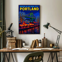 Winter In The Rose City Portland Poster