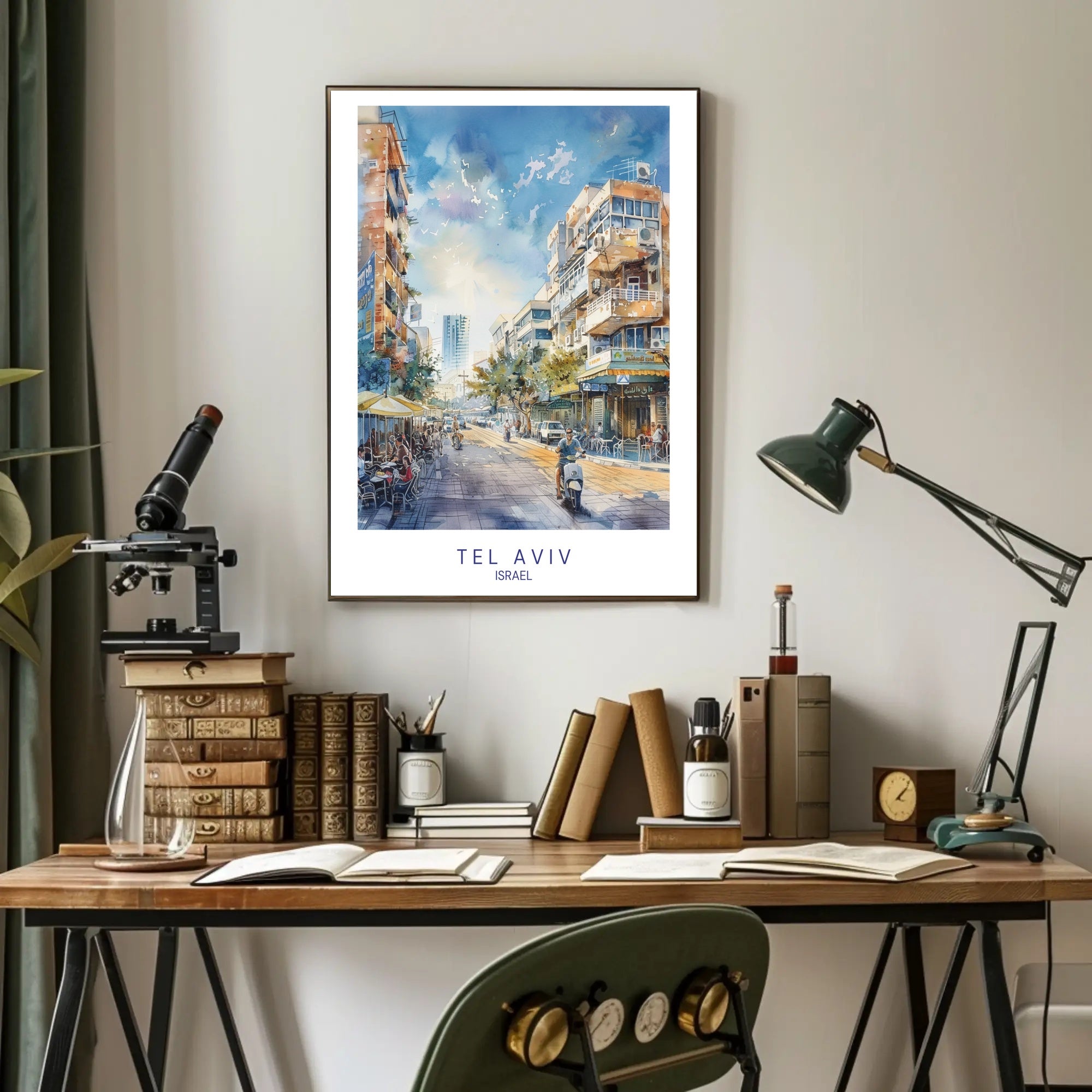 Tel Aviv Street Scene Poster PosterGoat