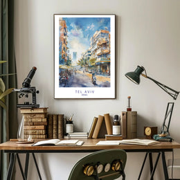 Tel Aviv Street Scene Poster PosterGoat