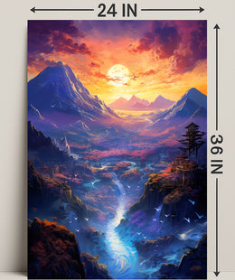 Enchanted Valley At Sunset Poster