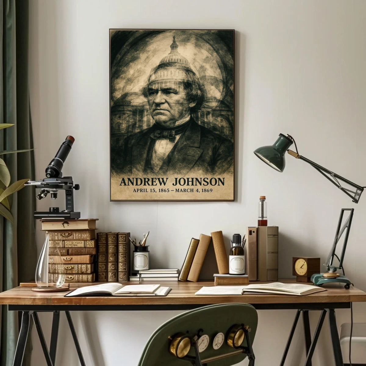 Andrew Johnson 17th President of the United States Double Exposure Poster