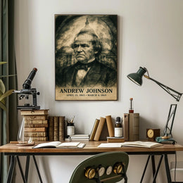 Andrew Johnson 17th President of the United States Double Exposure Poster