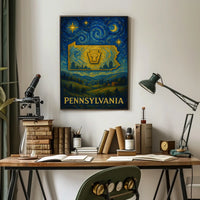 Artistic Pennsylvania Night Scene: Vintage Impressionistic Poster