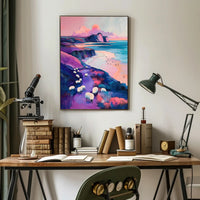 Pastel Coastline Poster Minimalist Coastal Wall Art