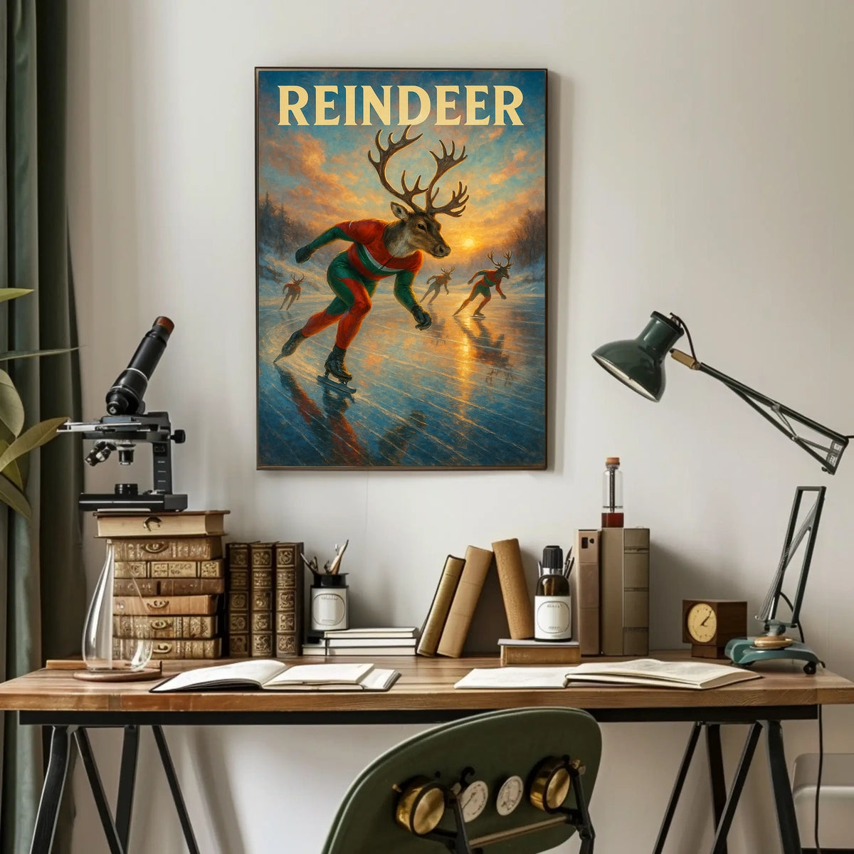 Reindeer Ice Skating Extravaganza Fantasy or Mythology Poster