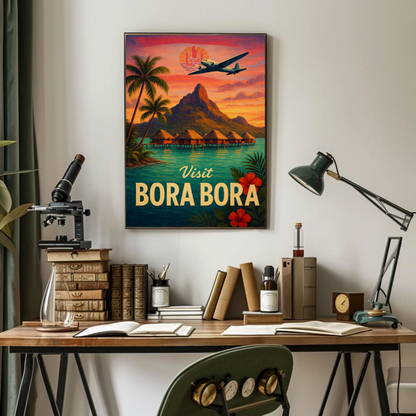 Visit Bora Bora Sunset Island Escape Travel Poster