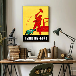 Soviet Anti-Alcohol Propaganda: Vintage Bold Design Poster