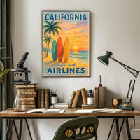 California Airlines Vintage Travel Poster