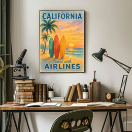 California Airlines Vintage Travel Poster