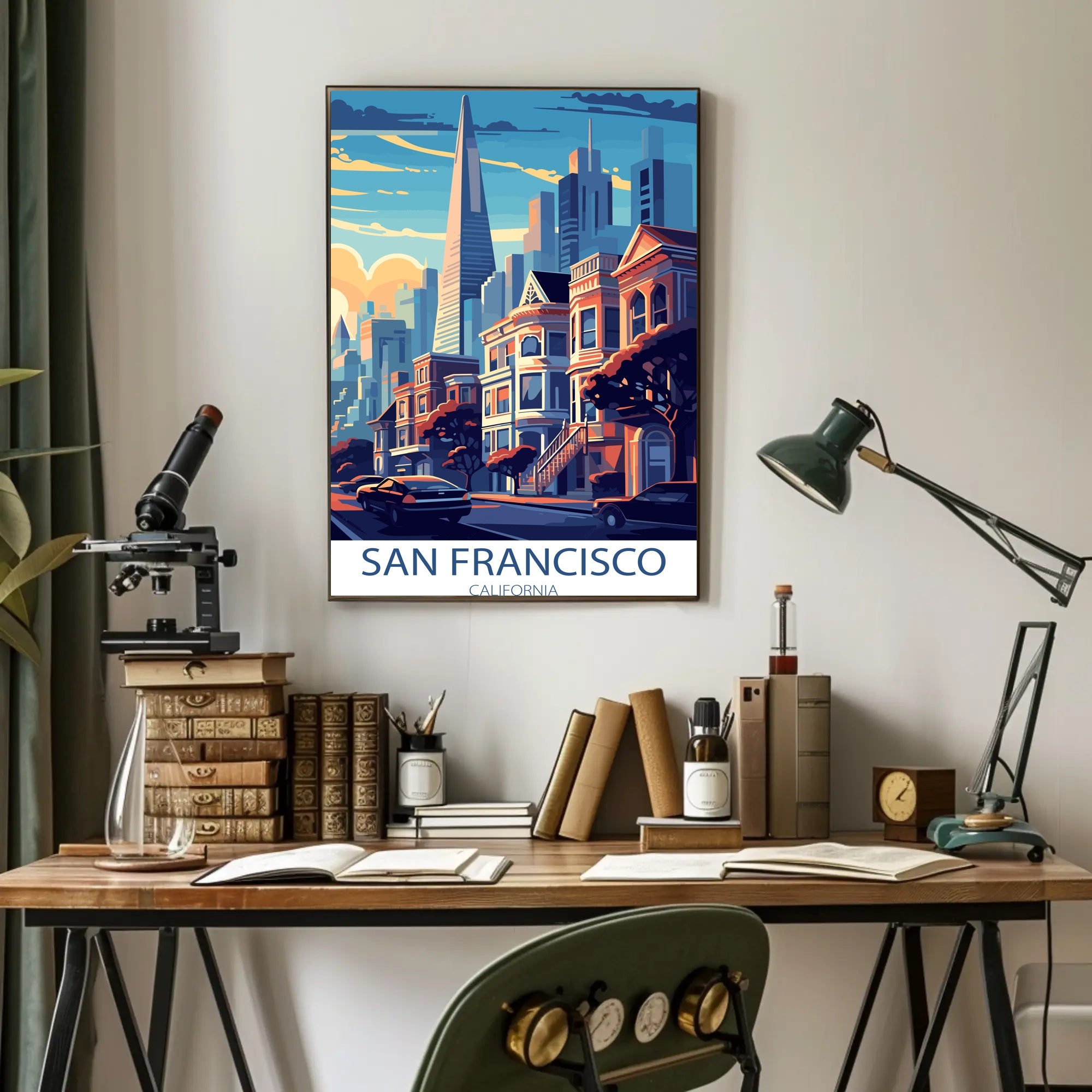 Vibrant San Francisco Urban Scene Cityscape Art Poster