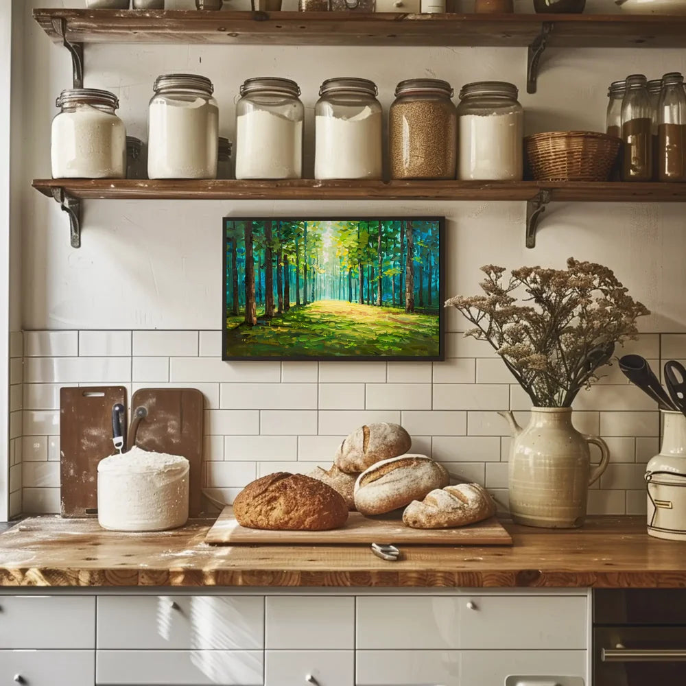 Serene Forest Pathway Impressionistic Art Poster