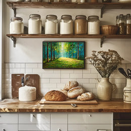 Serene Forest Pathway Impressionistic Art Poster