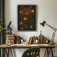 Festive Bear With Lights Poster