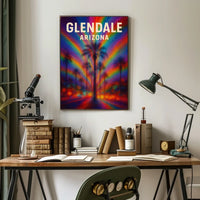 Glendale Arizona Palm Vibrant Digital Painting Poster