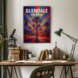 Glendale Arizona Palm Vibrant Digital Painting Poster