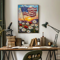 Windswept American Flag Wall Art Print 18x24 Poster