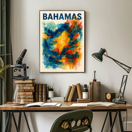 Vibrant Bahamas Tropical Sunset Wanderlust Poster