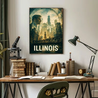 Illinois Skyline Reflection Poster