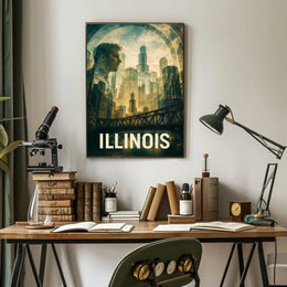 Illinois Skyline Reflection Poster