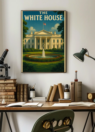White House Vintage Travel Landmark Historical Poster