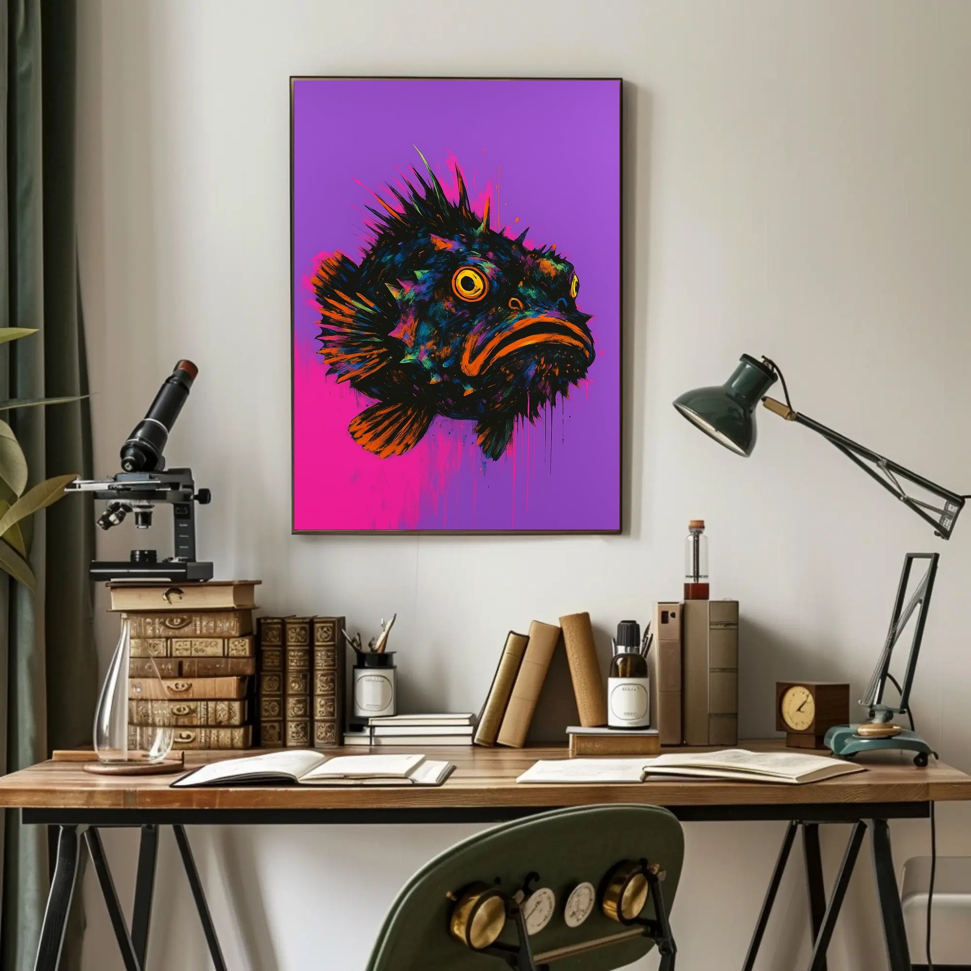 Neon Fish Expression Poster