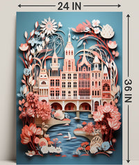 Whimsical Cityscape In Bloom Poster