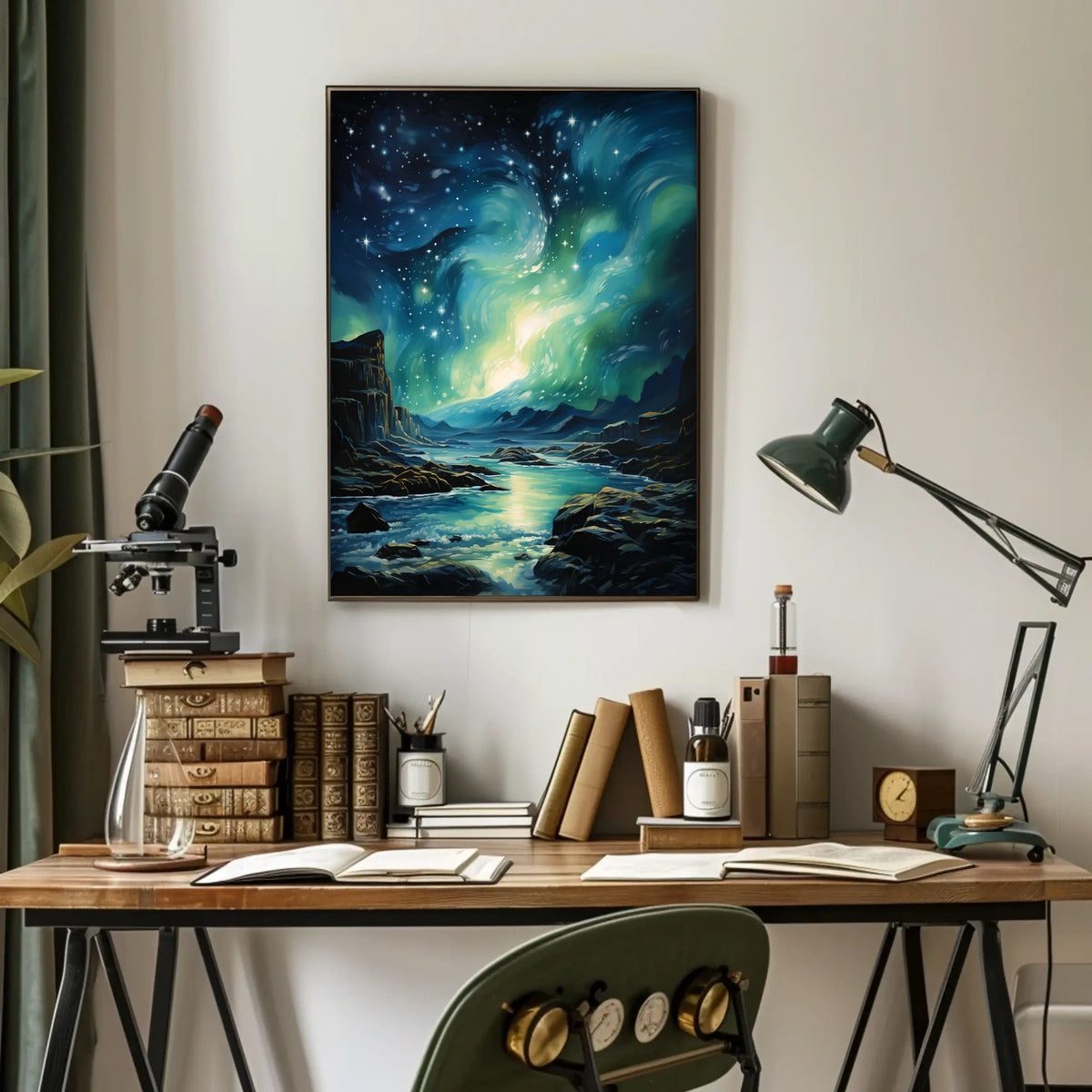 Aurora Borealis Northern Lights Landscape Artistic Poster