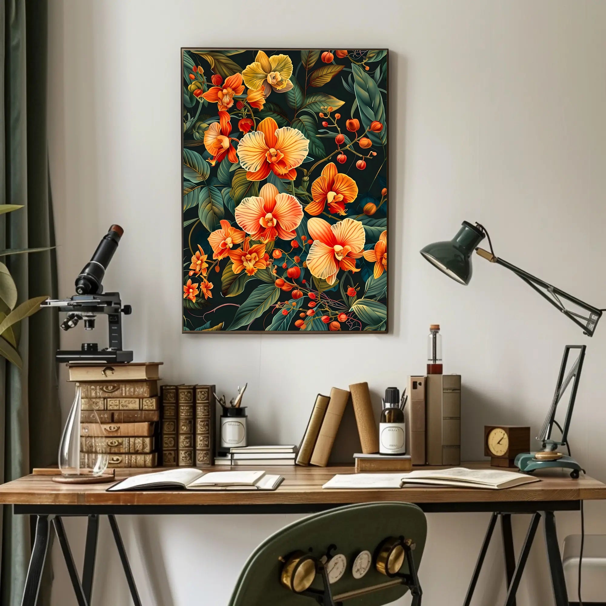 Vibrant Orchid Botanical Art Poster for Modern Tropical Decor